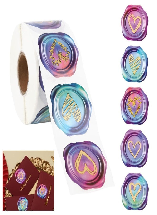 OFIFO® 500Pcs Vintage Wax Seal Stickers, 5 Unique Designs, 1.5'' Round Decorative Stickers for Envelopes, Letters, Invitations, and Craft Projects - Image 1